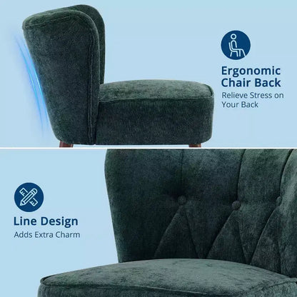 Acekool - Chaise moderne sans accoudoirs - Rembourrage en velours moelleux avec pieds en bois (plusieurs couleurs)