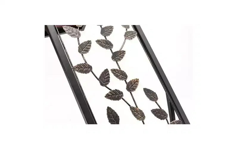 Table d'appoint en panneau de densité P2 monocouche, motif feuille de type C, plateau marron, revêtement en poudre noire