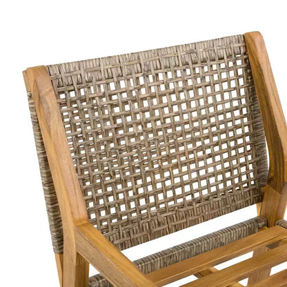 NAYSAYE Ensembles de Repas de Jardin en Bois d'Acacia avec Chaises de Repas en Osier et Coussins pour Jardin, Patio, Marron et Teck, 23,5*21,25*32