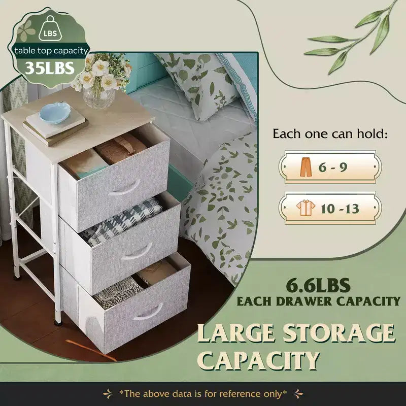 Table de chevet GALAXHERO avec 3 tiroirs, commode en tissu, organisateur de rangement pour chambre à coucher, couloir, entrée, placards