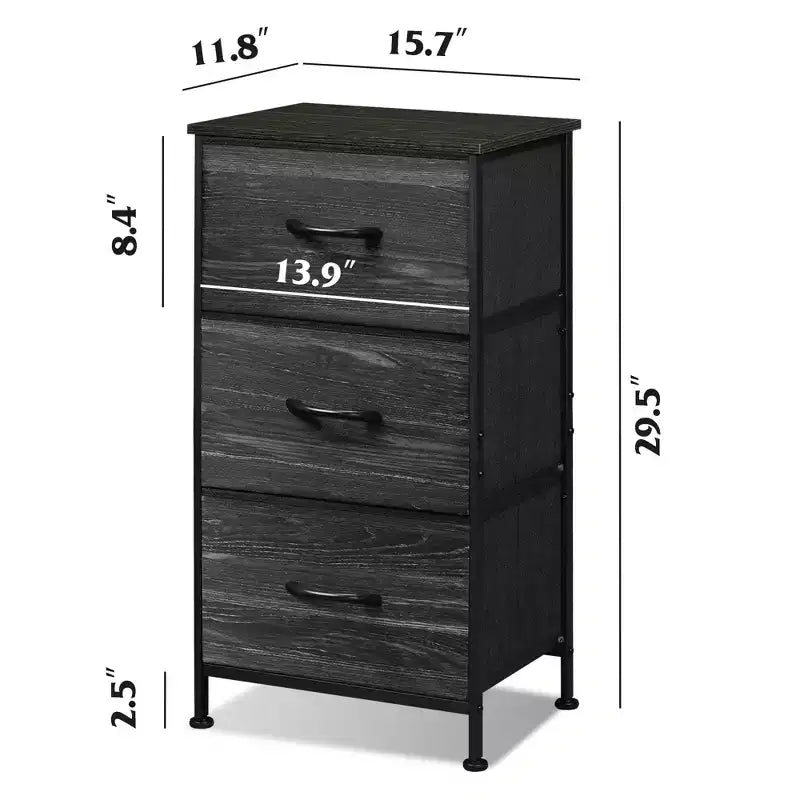 Table de chevet GALAXHERO avec 3 tiroirs, commode en tissu, organisateur de rangement pour chambre à coucher, couloir, entrée, placards