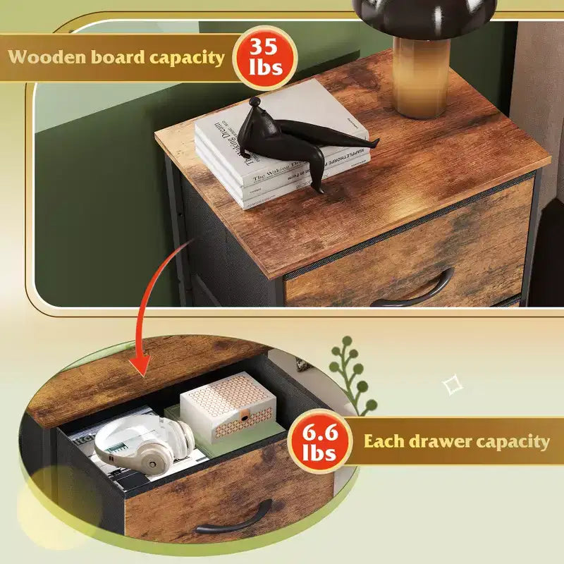 Table de chevet GALAXHERO avec 3 tiroirs, commode en tissu, organisateur de rangement pour chambre à coucher, couloir, entrée, placards