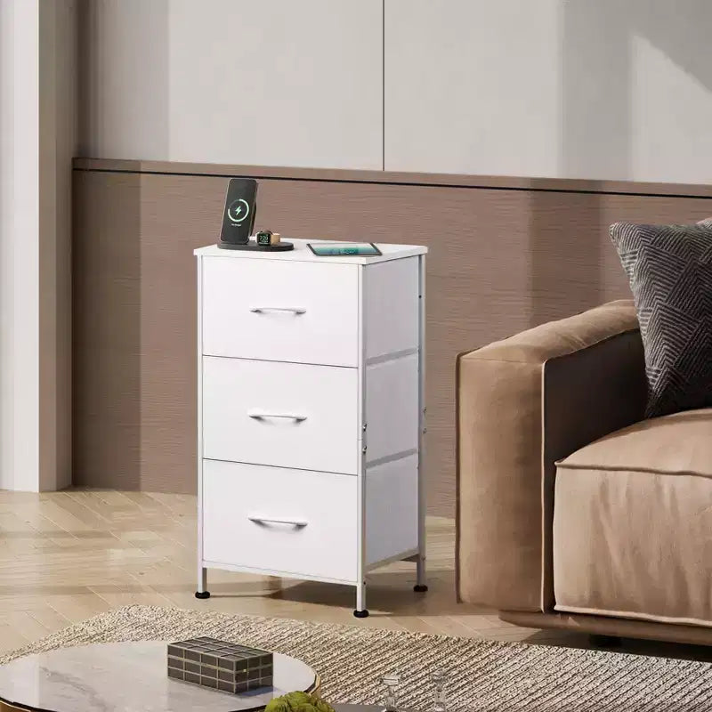 Table de chevet GALAXHERO avec 3 tiroirs, commode en tissu, organisateur de rangement pour chambre à coucher, couloir, entrée, placards
