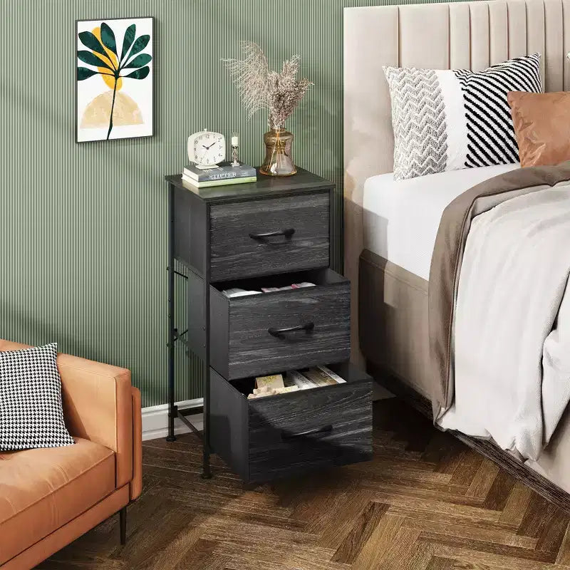 Table de chevet GALAXHERO avec 3 tiroirs, commode en tissu, organisateur de rangement pour chambre à coucher, couloir, entrée, placards