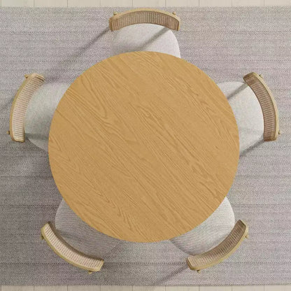 PexFix 45 x45 Solid Wood Round Dining Table with Natural Finish and Elegant Arched Legs for Modern Dining Rooms & Kitchens