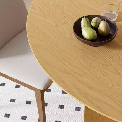 PexFix 45 x45 Solid Wood Round Dining Table with Natural Finish and Elegant Arched Legs for Modern Dining Rooms & Kitchens