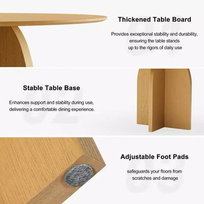 PexFix 45 x45 Solid Wood Round Dining Table with Natural Finish and Elegant Arched Legs for Modern Dining Rooms & Kitchens