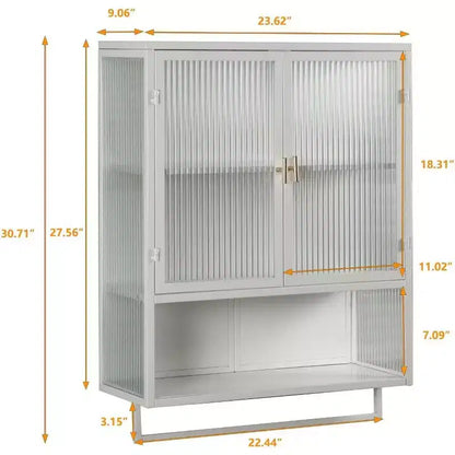 Wall-Mounted Bathroom Cabinet with Removable Shelves, Space-Saving Over Toilet Storage Unit, Medicine Cabinet with Tempered Glass Door