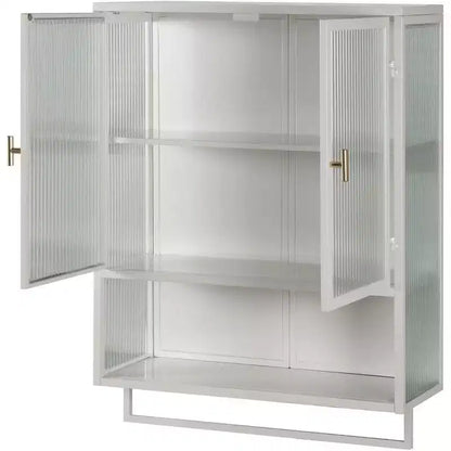 Wall-Mounted Bathroom Cabinet with Removable Shelves, Space-Saving Over Toilet Storage Unit, Medicine Cabinet with Tempered Glass Door