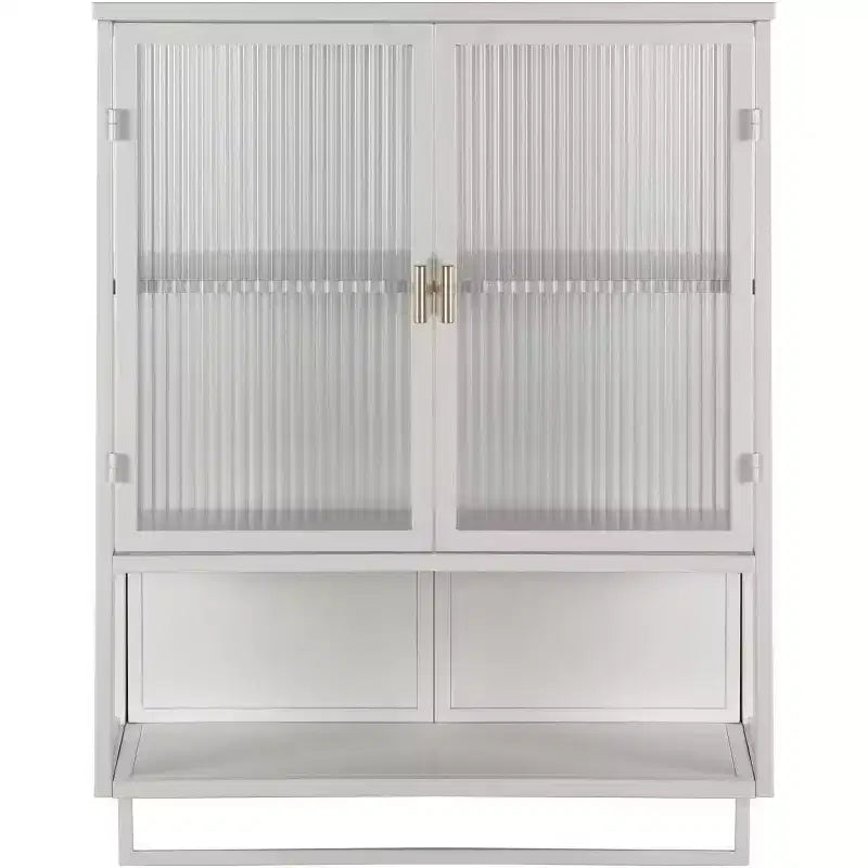 Wall-Mounted Bathroom Cabinet with Removable Shelves, Space-Saving Over Toilet Storage Unit, Medicine Cabinet with Tempered Glass Door