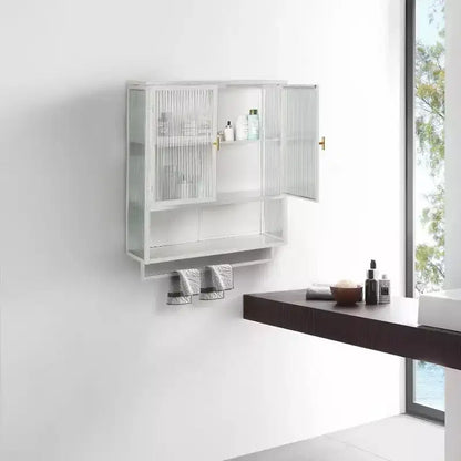 Wall-Mounted Bathroom Cabinet with Removable Shelves, Space-Saving Over Toilet Storage Unit, Medicine Cabinet with Tempered Glass Door
