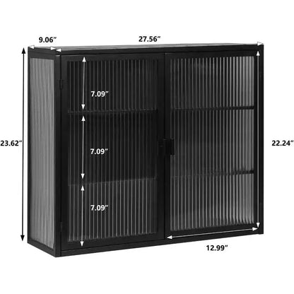 Wall-Mounted Bathroom Cabinet with Removable Shelves, Space-Saving Over Toilet Storage Unit, Medicine Cabinet with Tempered Glass Door