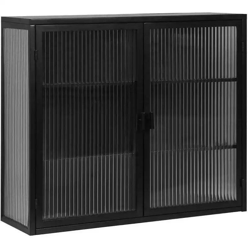 Wall-Mounted Bathroom Cabinet with Removable Shelves, Space-Saving Over Toilet Storage Unit, Medicine Cabinet with Tempered Glass Door
