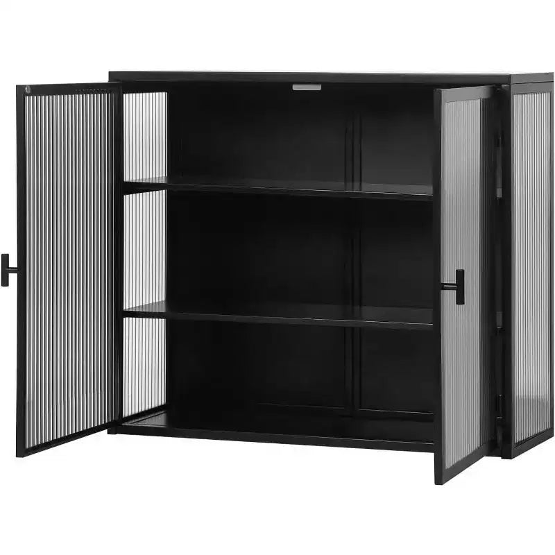 Wall-Mounted Bathroom Cabinet with Removable Shelves, Space-Saving Over Toilet Storage Unit, Medicine Cabinet with Tempered Glass Door