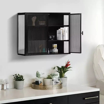 Wall-Mounted Bathroom Cabinet with Removable Shelves, Space-Saving Over Toilet Storage Unit, Medicine Cabinet with Tempered Glass Door