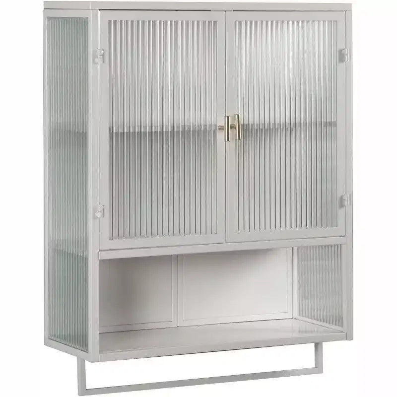 Wall-Mounted Bathroom Cabinet with Removable Shelves, Space-Saving Over Toilet Storage Unit, Medicine Cabinet with Tempered Glass Door