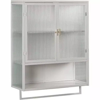 Wall-Mounted Bathroom Cabinet with Removable Shelves, Space-Saving Over Toilet Storage Unit, Medicine Cabinet with Tempered Glass Door
