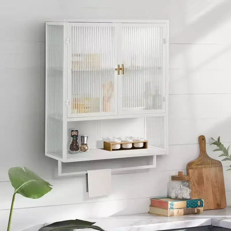 Wall-Mounted Bathroom Cabinet with Removable Shelves, Space-Saving Over Toilet Storage Unit, Medicine Cabinet with Tempered Glass Door
