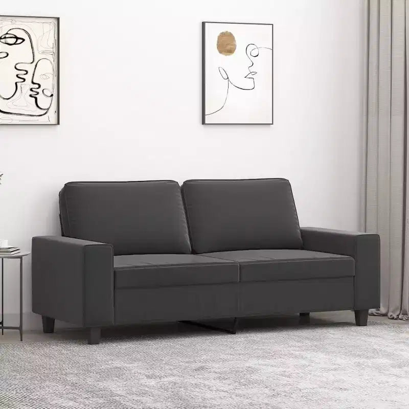 vidaXL 2-Seater Microfiber Sofa - Dark Gray - Durable Upholstery, Adjustable Comfort - Modern Design for Living Room, Lounge, or Office.