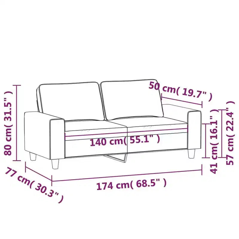 vidaXL 2-Seater Microfiber Sofa - Dark Gray - Durable Upholstery, Adjustable Comfort - Modern Design for Living Room, Lounge, or Office.