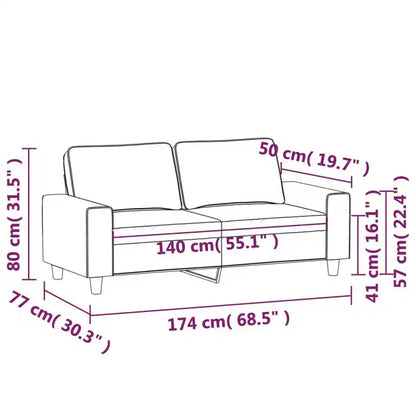 vidaXL 2-Seater Microfiber Sofa - Dark Gray - Durable Upholstery, Adjustable Comfort - Modern Design for Living Room, Lounge, or Office.