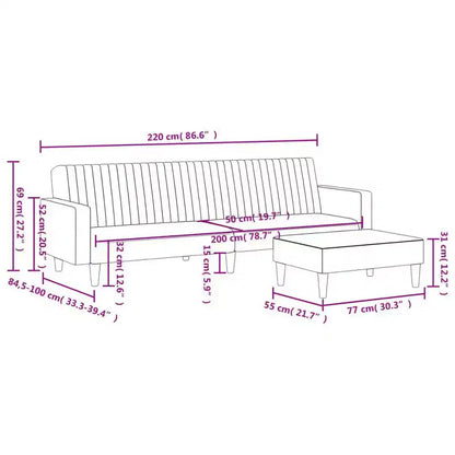 vidaXL 2-Piece Convertible Sofa Bed Set with Footstool in Luxurious Dark Gray Velvet, Versatile Furniture for Living Room or Den