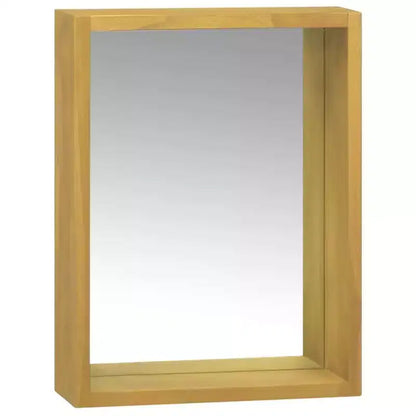 vidaXL Wall-Mounted Mirror Cabinet with Open Shelf - Durable Full-Length Mirror Cabinet - Solid Teak Wood Vanity - 11.8x3.9x15.7 - Brown