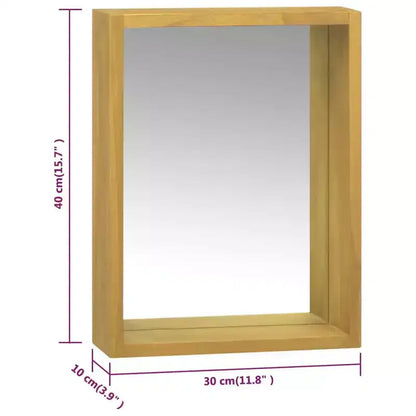 vidaXL Armoire de toilette murale avec étagère ouverte - Armoire à miroir pleine longueur durable - Meuble de toilette en bois de teck massif - 30x10x40 cm - Marron