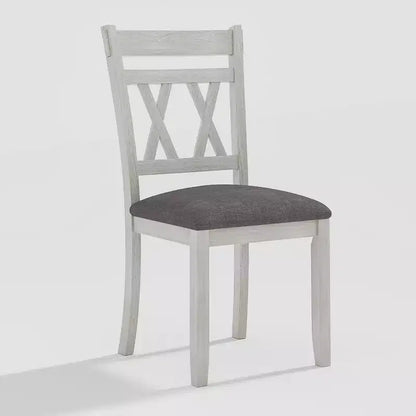 VECELO Farmhouse Style Dining Table Set, Rubber Wood Table with 4/6 Upholstered Dining Chairs, Gray