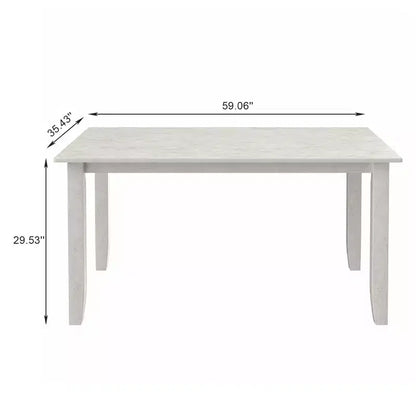 VECELO Farmhouse Style Dining Table Set, Rubber Wood Table with 4/6 Upholstered Dining Chairs, Gray