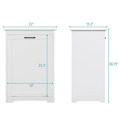 Sandinrayli 10 Gal. Tilt Out Trash Cabinet Laundry Hamper Kitchen Wooden Trash Can Holder Garbage Bin With Angle Adjustable Door