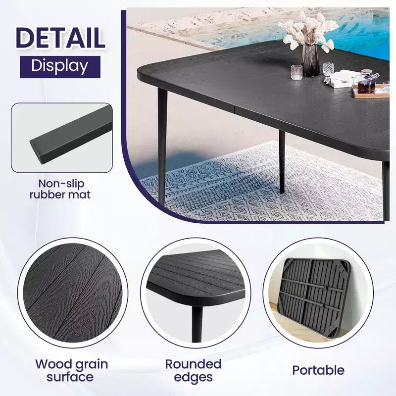 Hyleory Elegant 5-Piece Outdoor Dining Set with Stackable Patio Chairs & Iron Dining Table