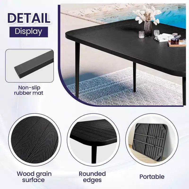 Hyleory Elegant 5-Piece Outdoor Dining Set with Stackable Patio Chairs & Iron Dining Table
