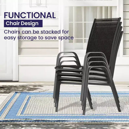 Hyleory Elegant 5-Piece Outdoor Dining Set with Stackable Patio Chairs & Iron Dining Table