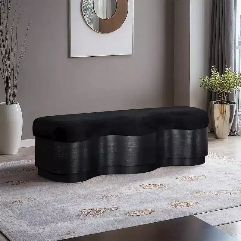 Meridian Furniture,Savoy Velour Fur Fabric Bench