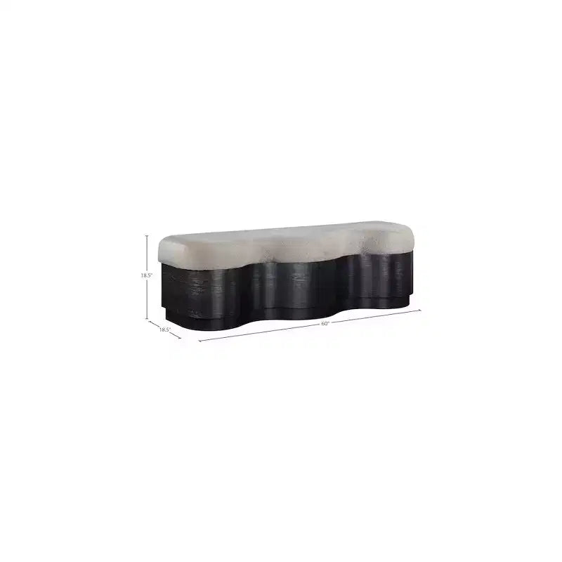 Meridian Furniture,Savoy Velour Fur Fabric Bench