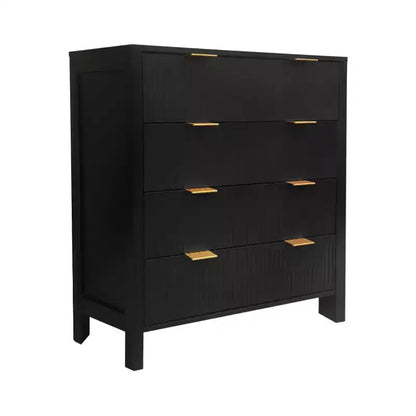 Acekool 4 Drawer Dresser, Fluted Bedroom Chest, Mid Century Modern Tall Organizer with Metal Handle, Storage for Bedroom, Living Room, Hallway