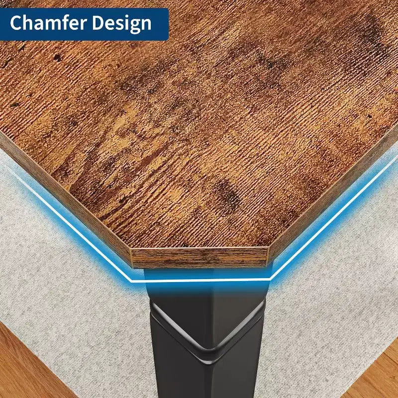 78.7 Farmhouse Dining Table for 6-8 People - Industrial Kitchen Table with Metal Frame & Chamfered Corners, for Dining Room, Small Space