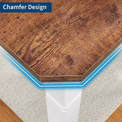 78.7 Farmhouse Dining Table for 6-8 People - Industrial Kitchen Table with Metal Frame & Chamfered Corners, for Dining Room, Small Space