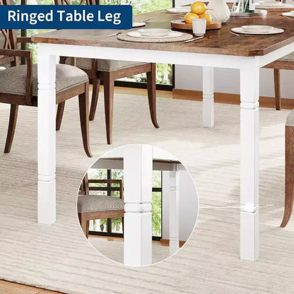 78.7 Farmhouse Dining Table for 6-8 People - Industrial Kitchen Table with Metal Frame & Chamfered Corners, for Dining Room, Small Space