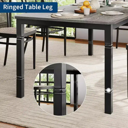 78.7 Farmhouse Dining Table for 6-8 People - Industrial Kitchen Table with Metal Frame & Chamfered Corners, for Dining Room, Small Space