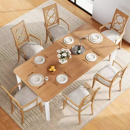 78.7 Farmhouse Dining Table for 6-8 People - Industrial Kitchen Table with Metal Frame & Chamfered Corners, for Dining Room, Small Space