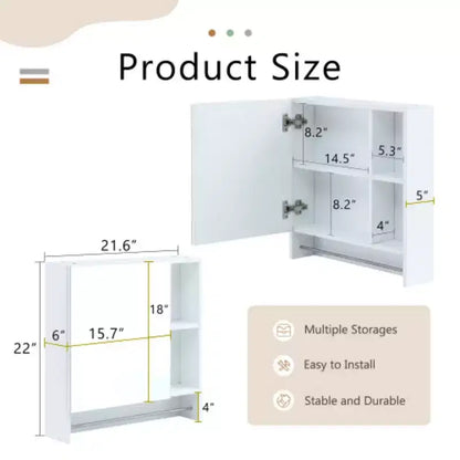 Bathroom Mirror Cabinet Wall Mounted,Medicine Cabinet,Over The Toilet Storage Cabinet with Shelves