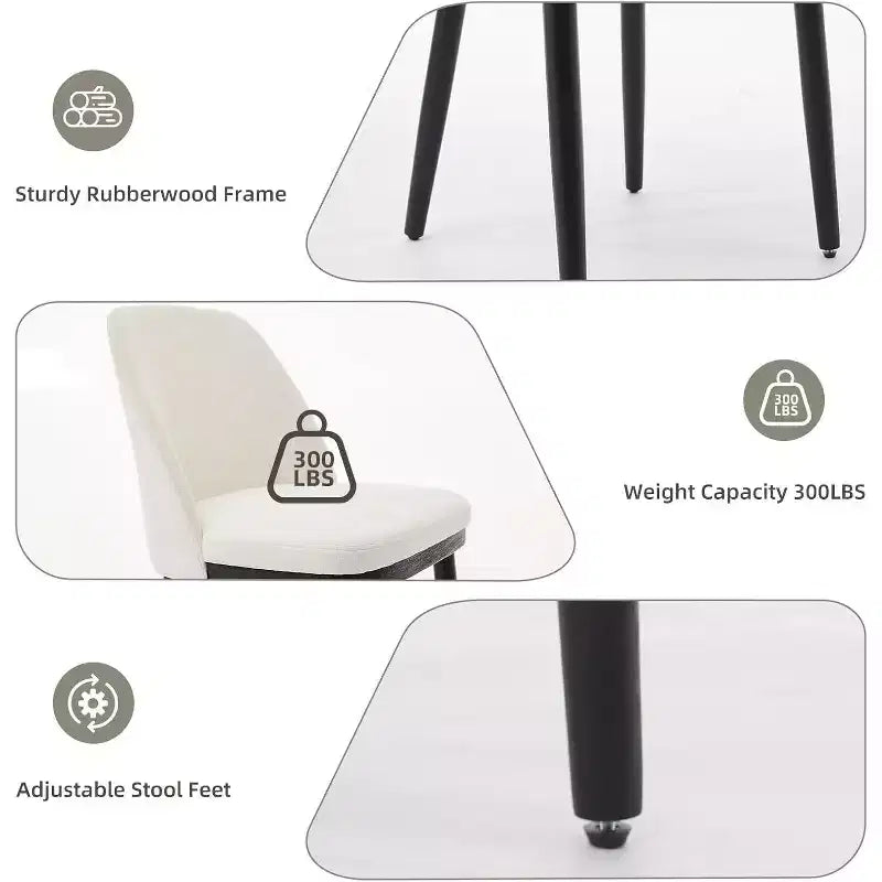 Modern Dining Chair Set of 2, Linen Upholstered Kitchen Chair, Dining Room Chair with Curved Back, Sold Wood Legs, for Kitchen, Dining Room