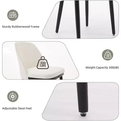 Modern Dining Chair Set of 2, Linen Upholstered Kitchen Chair, Dining Room Chair with Curved Back, Sold Wood Legs, for Kitchen, Dining Room