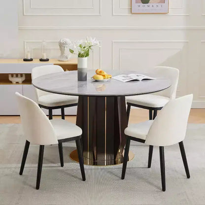 Modern Dining Chair Set of 2, Linen Upholstered Kitchen Chair, Dining Room Chair with Curved Back, Sold Wood Legs, for Kitchen, Dining Room