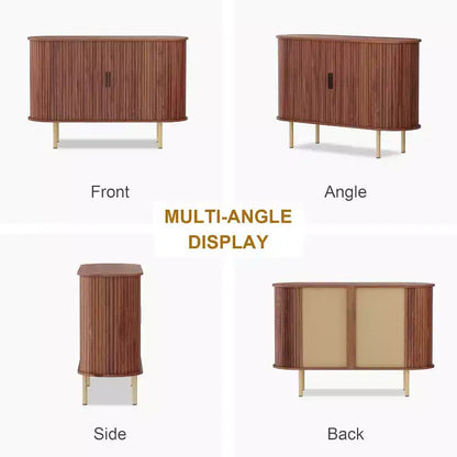 47 Fluted Sideboard Cabinet with Sliding Doors, Modern Wood Storage Cabinet w/Adjustable Shelves, for Living Room, Kitchen, Dining Room