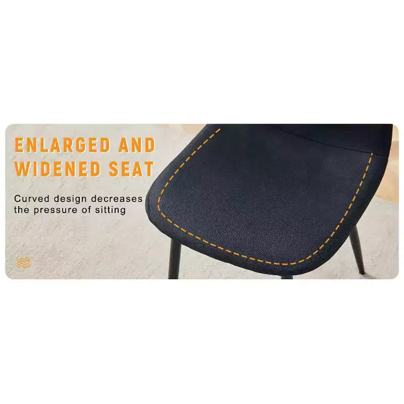 MAYEERTY Lot de 4 chaises de salle à manger de luxe, simples, en lin et coton noirs, pieds en métal noir, s'adaptent à divers décors