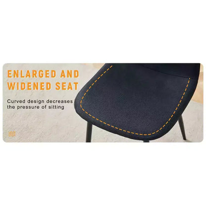 MAYEERTY Lot de 4 chaises de salle à manger de luxe, simples, en lin et coton noirs, pieds en métal noir, s'adaptent à divers décors