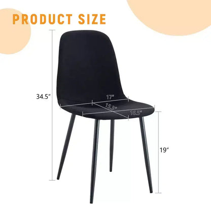 MAYEERTY Lot de 4 chaises de salle à manger de luxe, simples, en lin et coton noirs, pieds en métal noir, s'adaptent à divers décors